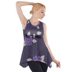 Purple Flowers Side Drop Tank Tunic by goljakoff