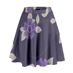 Purple Flowers High Waist Skirt by goljakoff