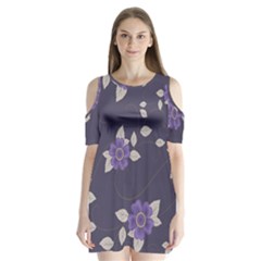 Purple Flowers Shoulder Cutout Velvet One Piece by goljakoff