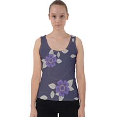 Purple Flowers Velvet Tank Top