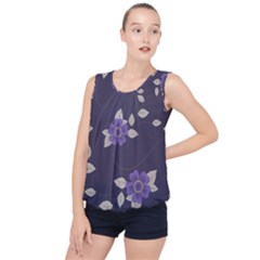 Purple Flowers Bubble Hem Chiffon Tank Top by goljakoff