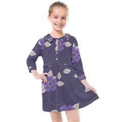 Purple Flowers Kids  Quarter Sleeve Shirt Dress by goljakoff