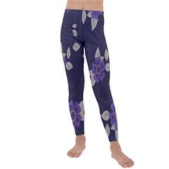 Purple Flowers Kids  Lightweight Velour Leggings by goljakoff