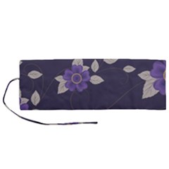 Purple Flowers Roll Up Canvas Pencil Holder (m) by goljakoff