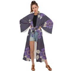 Purple Flowers Maxi Kimono by goljakoff