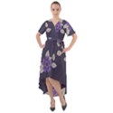 Purple flowers Front Wrap High Low Dress View1