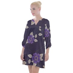 Purple Flowers Open Neck Shift Dress by goljakoff