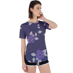 Purple Flowers Perpetual Short Sleeve T-shirt by goljakoff