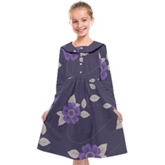 Purple Flowers Kids  Midi Sailor Dress by goljakoff