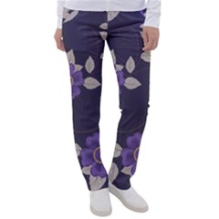 Purple Flowers Women s Casual Pants by goljakoff