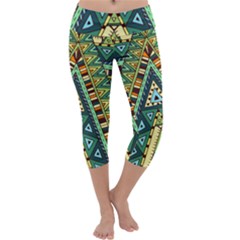 Native Mandala Capri Yoga Leggings by goljakoff