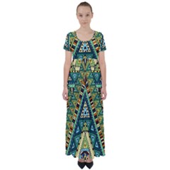 Native Mandala High Waist Short Sleeve Maxi Dress by goljakoff