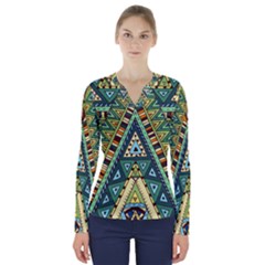 Native Mandala V-neck Long Sleeve Top by goljakoff