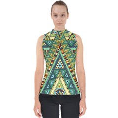 Native Mandala Mock Neck Shell Top by goljakoff