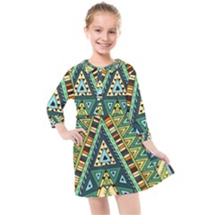 Native Mandala Kids  Quarter Sleeve Shirt Dress by goljakoff