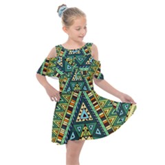 Native Mandala Kids  Shoulder Cutout Chiffon Dress by goljakoff