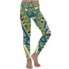 Native Mandala Kids  Lightweight Velour Classic Yoga Leggings by goljakoff