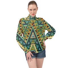 Native Mandala High Neck Long Sleeve Chiffon Top by goljakoff