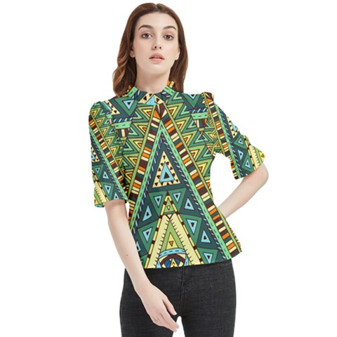 Native Mandala Frill Neck Blouse by goljakoff