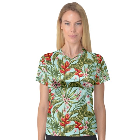 Spring Flora V-neck Sport Mesh Tee by goljakoff