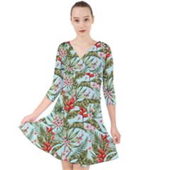 Spring Flora Quarter Sleeve Front Wrap Dress by goljakoff