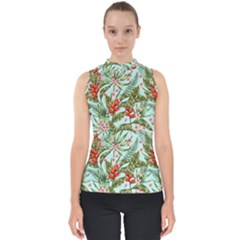 Spring Flora Mock Neck Shell Top by goljakoff