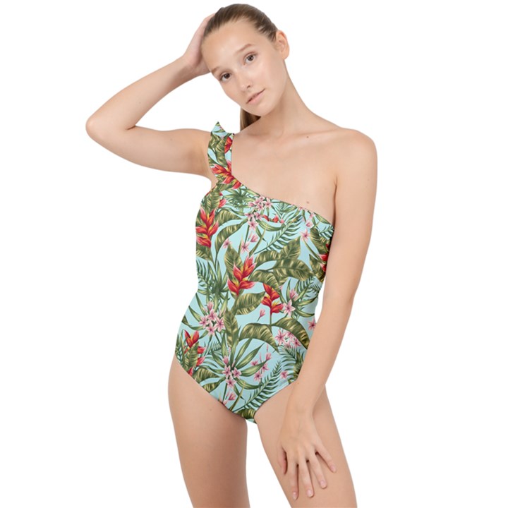 Spring flora Frilly One Shoulder Swimsuit