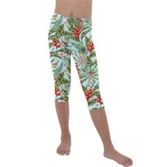 Spring Flora Kids  Lightweight Velour Capri Leggings  by goljakoff