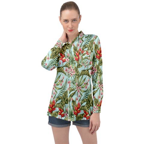 Spring Flora Long Sleeve Satin Shirt by goljakoff