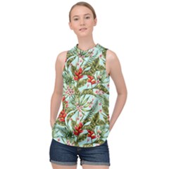 Spring Flora High Neck Satin Top by goljakoff