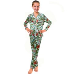 Spring Flora Kid s Satin Long Sleeve Pajamas Set by goljakoff