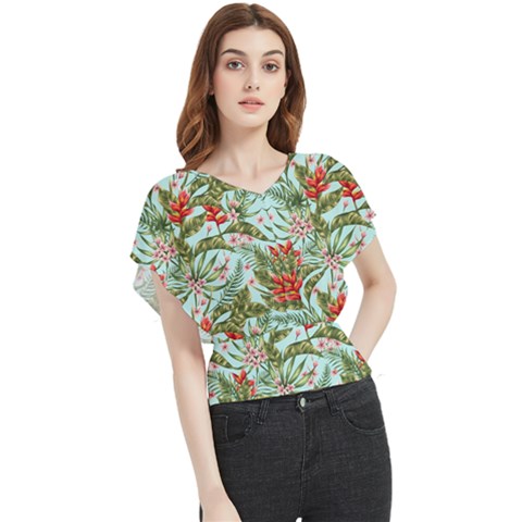 Spring Flora Butterfly Chiffon Blouse by goljakoff