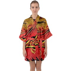 Warrior Spirit Half Sleeve Satin Kimono  by BrenZenCreations