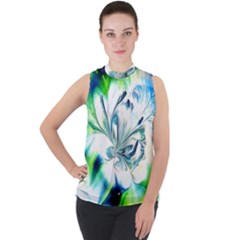 1lily 1lily Mock Neck Chiffon Sleeveless Top by BrenZenCreations