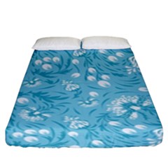 Blue White Flowers Fitted Sheet (king Size) by Eskimos