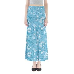 Blue White Flowers Full Length Maxi Skirt by Eskimos