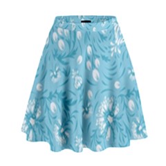 Blue White Flowers High Waist Skirt by Eskimos