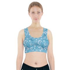 Blue White Flowers Sports Bra With Pocket by Eskimos