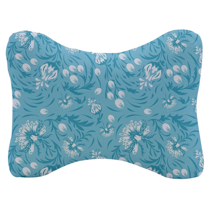 Blue white flowers Velour Seat Head Rest Cushion