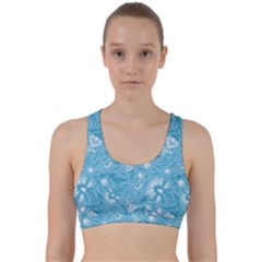 Blue White Flowers Back Weave Sports Bra by Eskimos