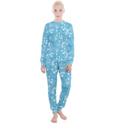 Blue White Flowers Women s Lounge Set by Eskimos