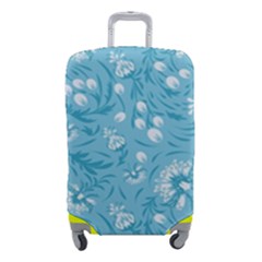 Blue White Flowers Luggage Cover (small) by Eskimos