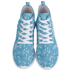 Blue White Flowers Men s Lightweight High Top Sneakers by Eskimos