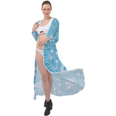 Blue White Flowers Maxi Chiffon Beach Wrap by Eskimos