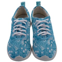 Blue White Flowers Mens Athletic Shoes by Eskimos