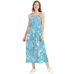 Blue White Flowers Boho Sleeveless Summer Dress by Eskimos