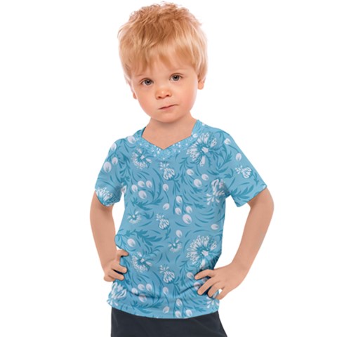 Blue White Flowers Kids  Sports Tee by Eskimos