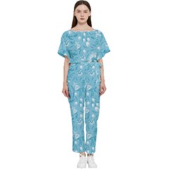 Blue White Flowers Batwing Lightweight Jumpsuit by Eskimos