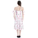 Pink folk flowers Shoulder Tie Bardot Midi Dress View2