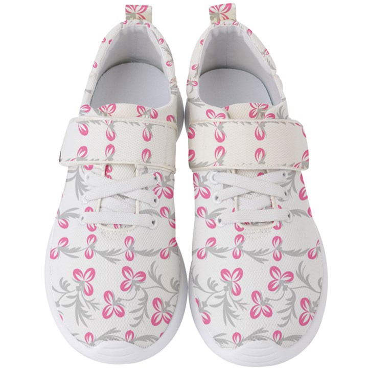 Pink folk flowers Men s Velcro Strap Shoes